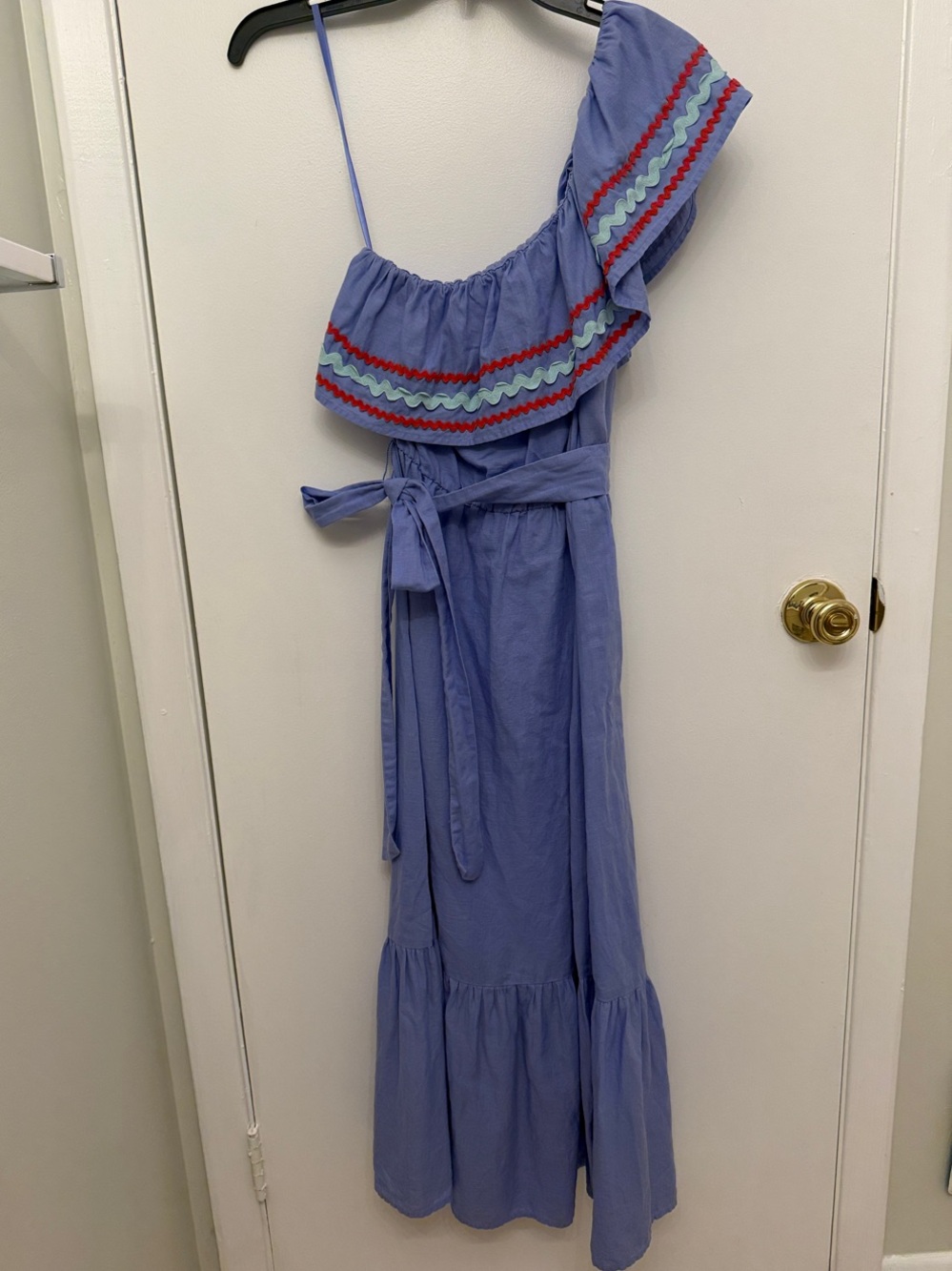 Jcrew One-Shoulder Maxi Dress with Ruffle Trim